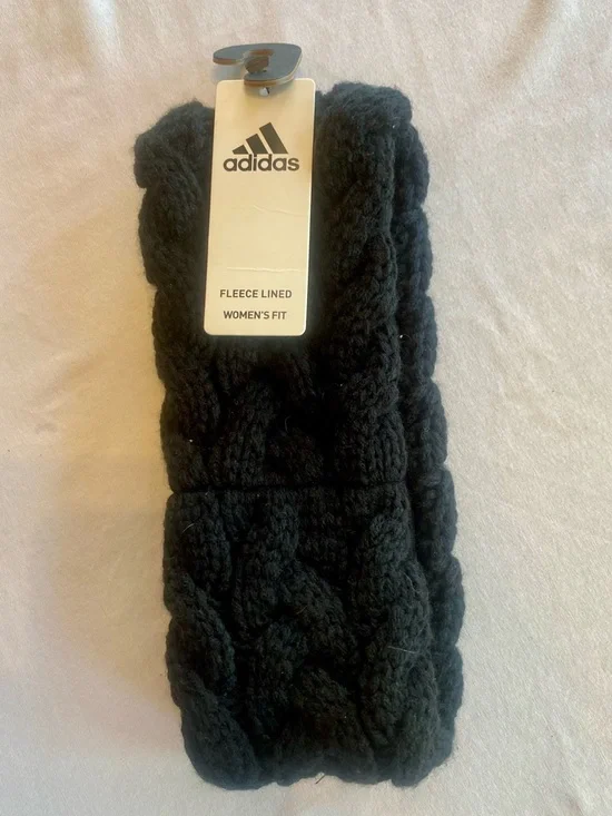 adidas Black Knit Headband with Logo Patch - Picture 2 of 4